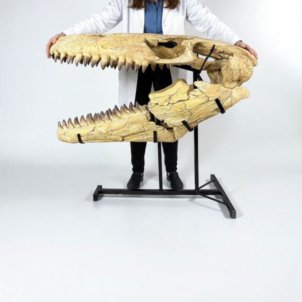 massive mosasaur skull (16) Mosasaur Prognathodon Skull - 70 Million Year Old Marine Reptile Fossil - Image 1