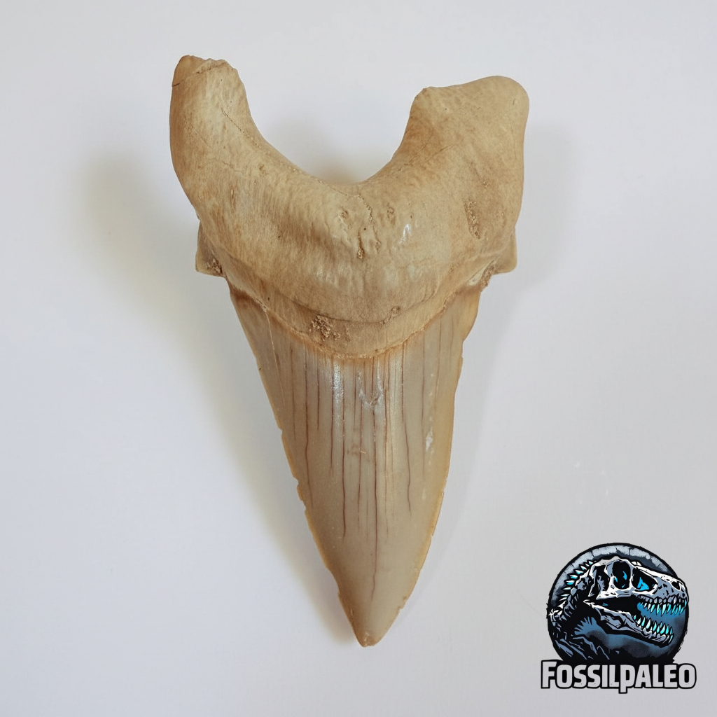 Design sans titre (38) Complete Fossil Shark Tooth - Otodus Obliquus | 3.54 Inches | Excellent Detail - Image 1